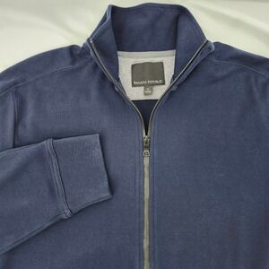 Banana Republic Navy Full Zip Mock Neck Jacket Mens XL Minimalist Classic Travel